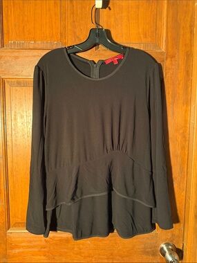 Narciso Rodriguez Black Long-Sleeve Layered Peplum Top